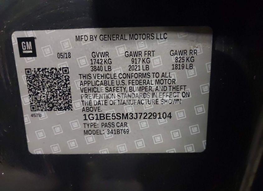 Photo 9 of 2018 Chevrolet Cruze LT AUTO (VIN 1G1BE5SM3J7229104)