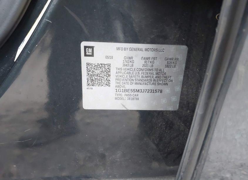 Photo 9 of 2018 Chevrolet Cruze LT AUTO (VIN 1G1BE5SM3J7231578)