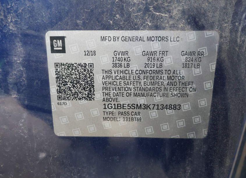 Photo 9 of 2019 Chevrolet Cruze LT (VIN 1G1BE5SM3K7134883)