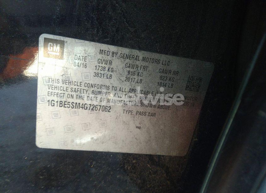 Photo 9 of 2016 Chevrolet Cruze LT AUTO (VIN 1G1BE5SM4G7267062)