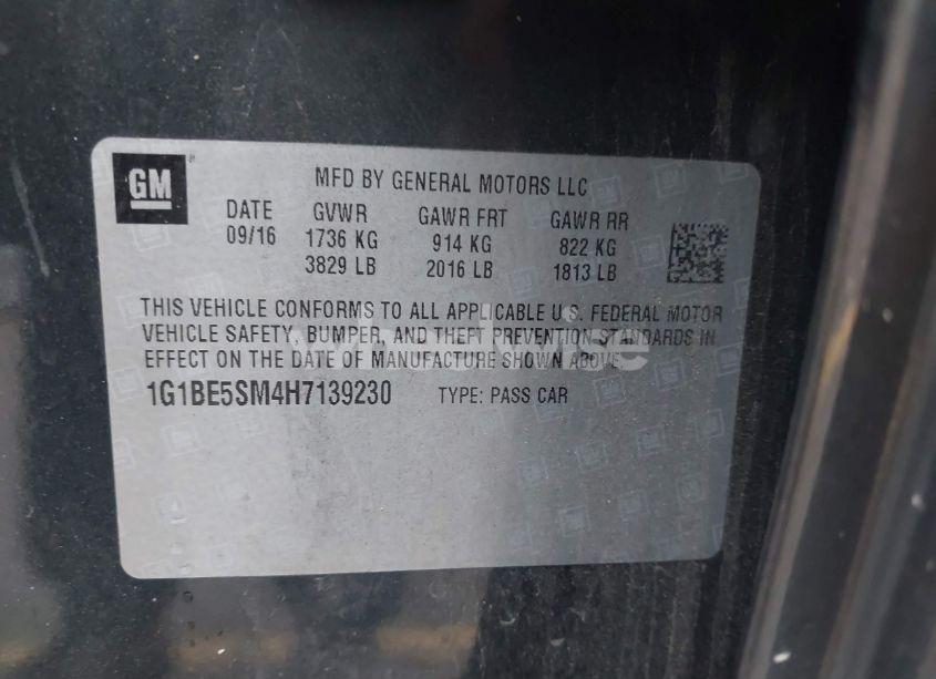 Photo 9 of 2017 Chevrolet Cruze LT AUTO (VIN 1G1BE5SM4H7139230)