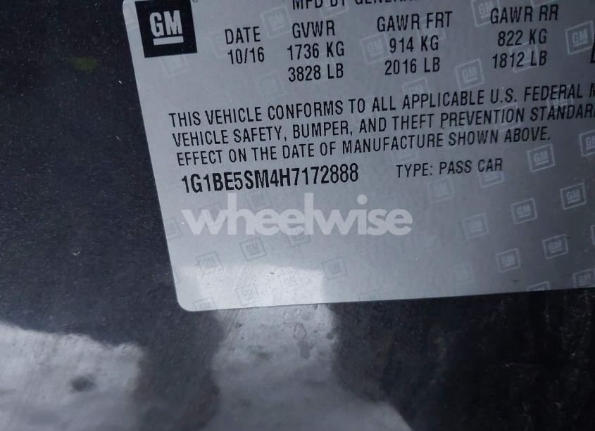 Photo 9 of 2017 Chevrolet Cruze LT AUTO (VIN 1G1BE5SM4H7172888)