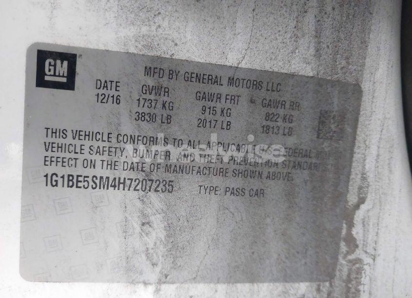 Photo 9 of 2017 Chevrolet Cruze LT AUTO (VIN 1G1BE5SM4H7207235)