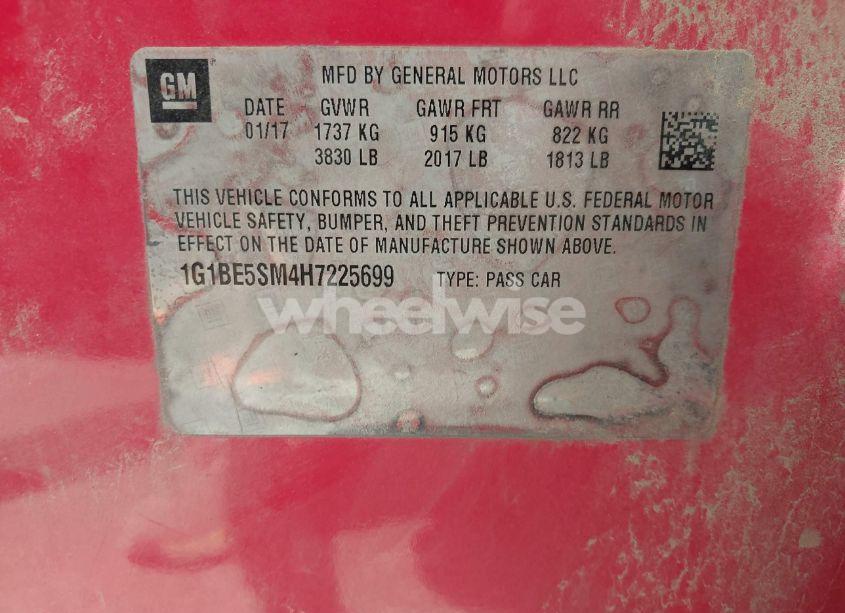 Photo 9 of 2017 Chevrolet Cruze LT AUTO (VIN 1G1BE5SM4H7225699)