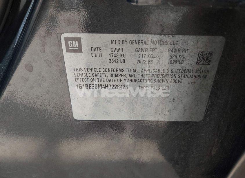 Photo 9 of 2017 Chevrolet Cruze LT AUTO (VIN 1G1BE5SM4H7228425)