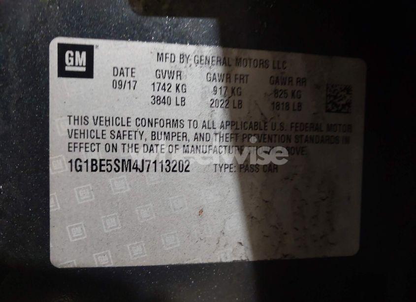 Photo 9 of 2018 Chevrolet Cruze LT AUTO (VIN 1G1BE5SM4J7113202)