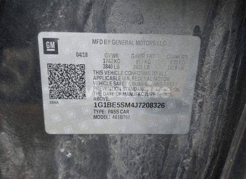 Photo 9 of 2018 Chevrolet Cruze LT AUTO (VIN 1G1BE5SM4J7208326)