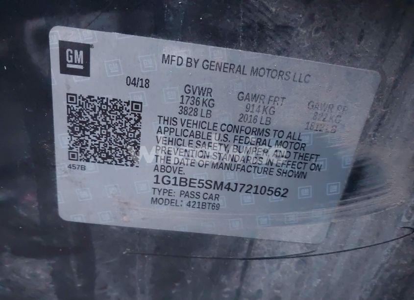 Photo 9 of 2018 Chevrolet Cruze LT AUTO (VIN 1G1BE5SM4J7210562)