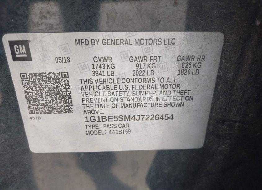 Photo 9 of 2018 Chevrolet Cruze LT AUTO (VIN 1G1BE5SM4J7226454)