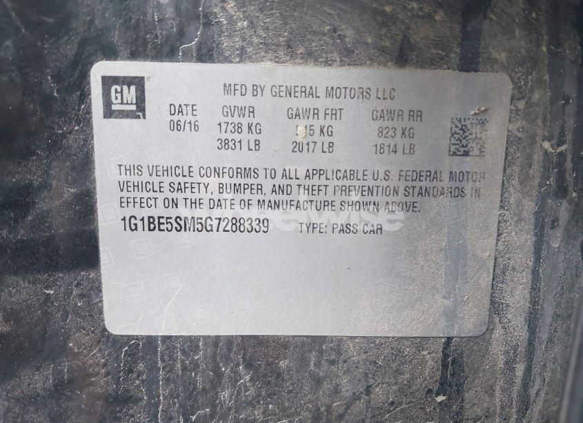 Photo 9 of 2016 Chevrolet Cruze LT AUTO (VIN 1G1BE5SM5G7288339)
