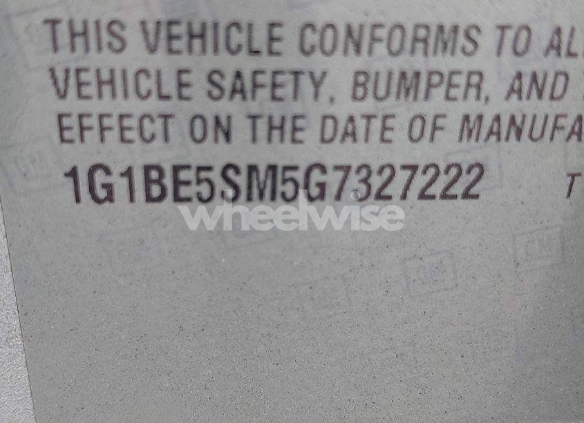 Photo 9 of 2016 Chevrolet Cruze LT AUTO (VIN 1G1BE5SM5G7327222)