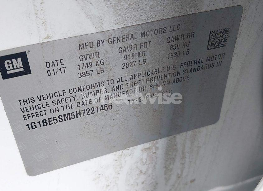 Photo 9 of 2017 Chevrolet Cruze LT AUTO (VIN 1G1BE5SM5H7221466)