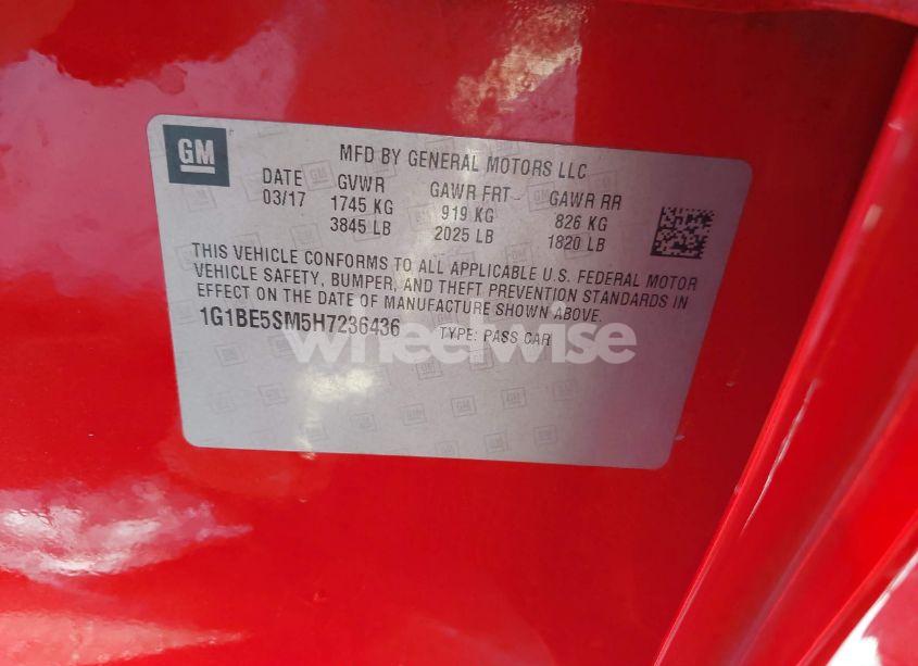 Photo 9 of 2017 Chevrolet Cruze LT AUTO (VIN 1G1BE5SM5H7236436)