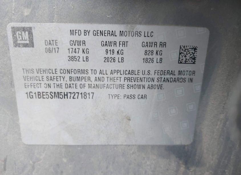 Photo 9 of 2017 Chevrolet Cruze LT AUTO (VIN 1G1BE5SM5H7271817)