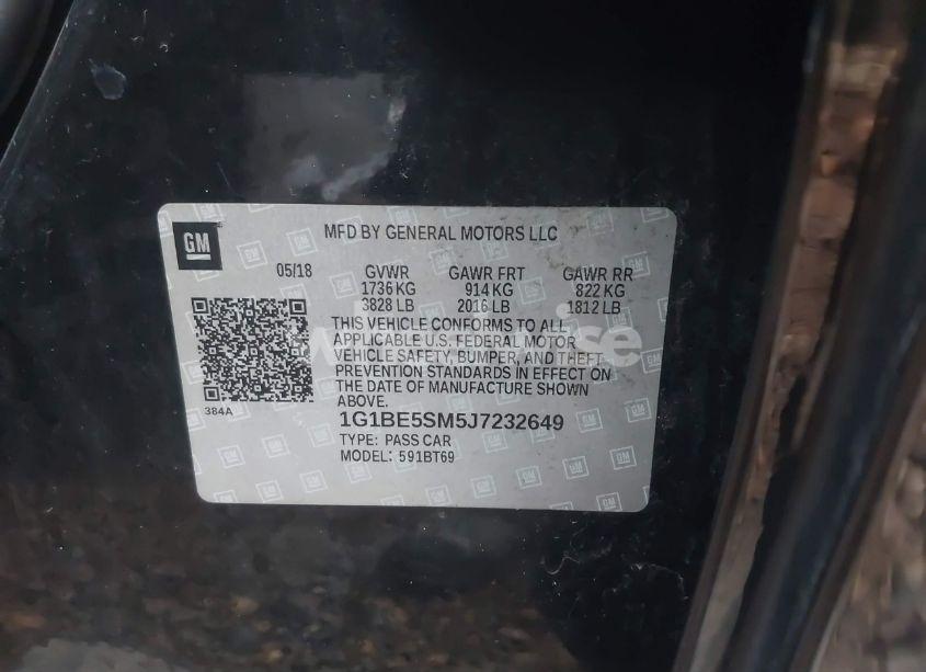 Photo 9 of 2018 Chevrolet Cruze LT AUTO (VIN 1G1BE5SM5J7232649)