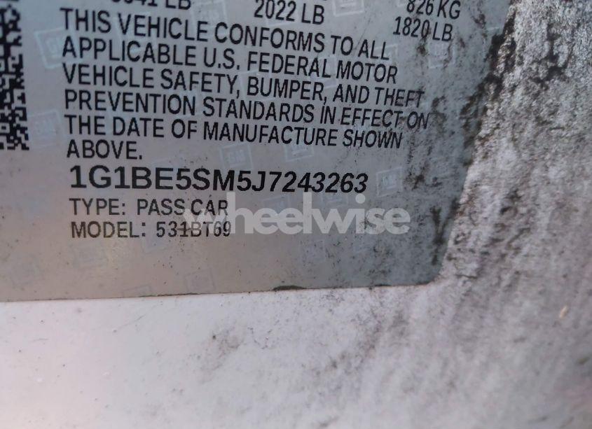 Photo 9 of 2018 Chevrolet Cruze LT AUTO (VIN 1G1BE5SM5J7243263)