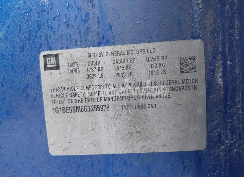 Photo 9 of 2016 Chevrolet Cruze LT AUTO (VIN 1G1BE5SM6G7255978)