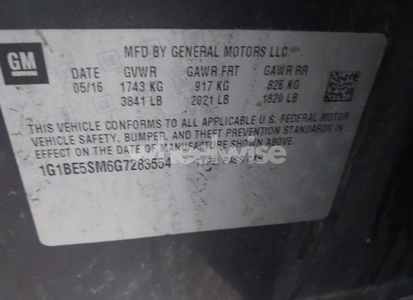 Photo 9 of 2016 Chevrolet Cruze LT AUTO (VIN 1G1BE5SM6G7283554)