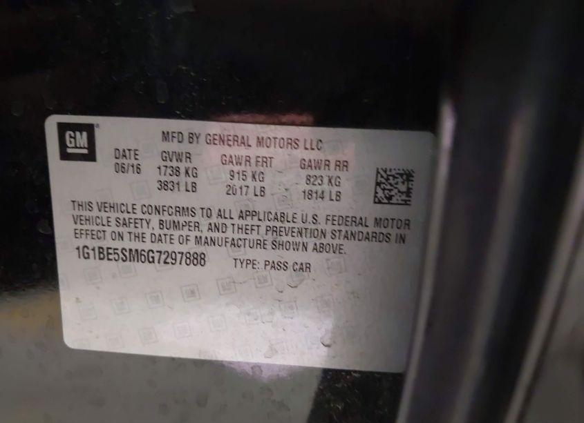 Photo 9 of 2016 Chevrolet Cruze LT AUTO (VIN 1G1BE5SM6G7297888)