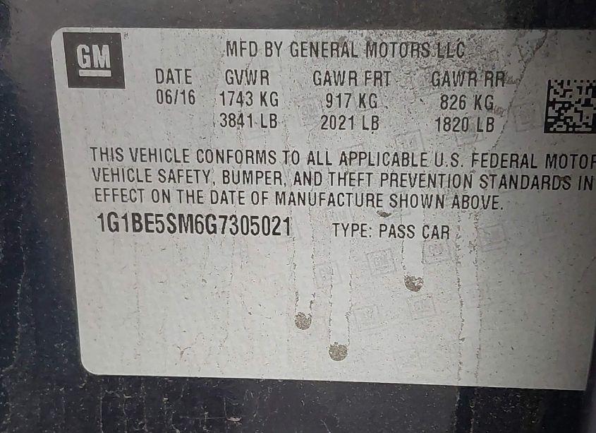 Photo 9 of 2016 Chevrolet Cruze LT AUTO (VIN 1G1BE5SM6G7305021)