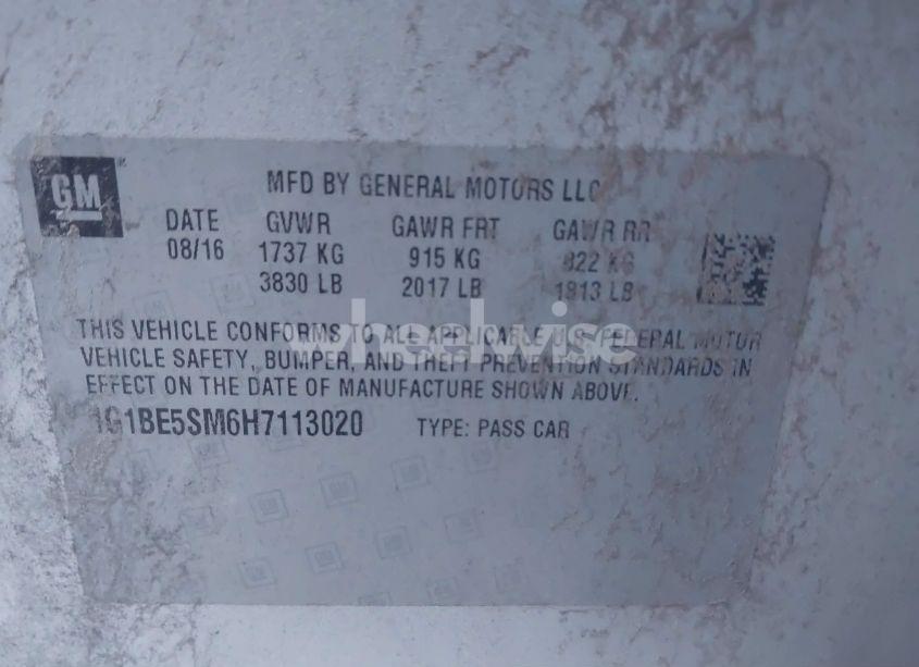 Photo 9 of 2017 Chevrolet Cruze LT AUTO (VIN 1G1BE5SM6H7113020)