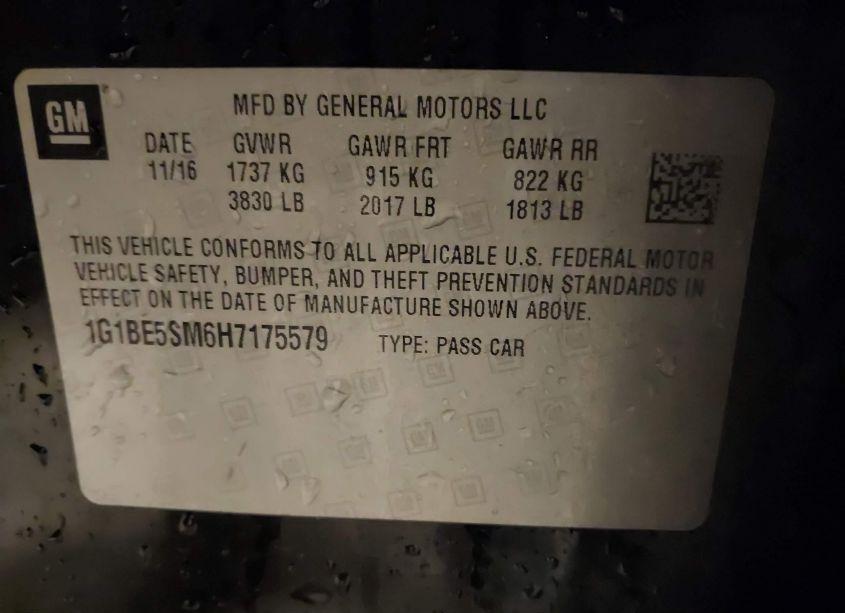 Photo 9 of 2017 Chevrolet Cruze LT AUTO (VIN 1G1BE5SM6H7175579)