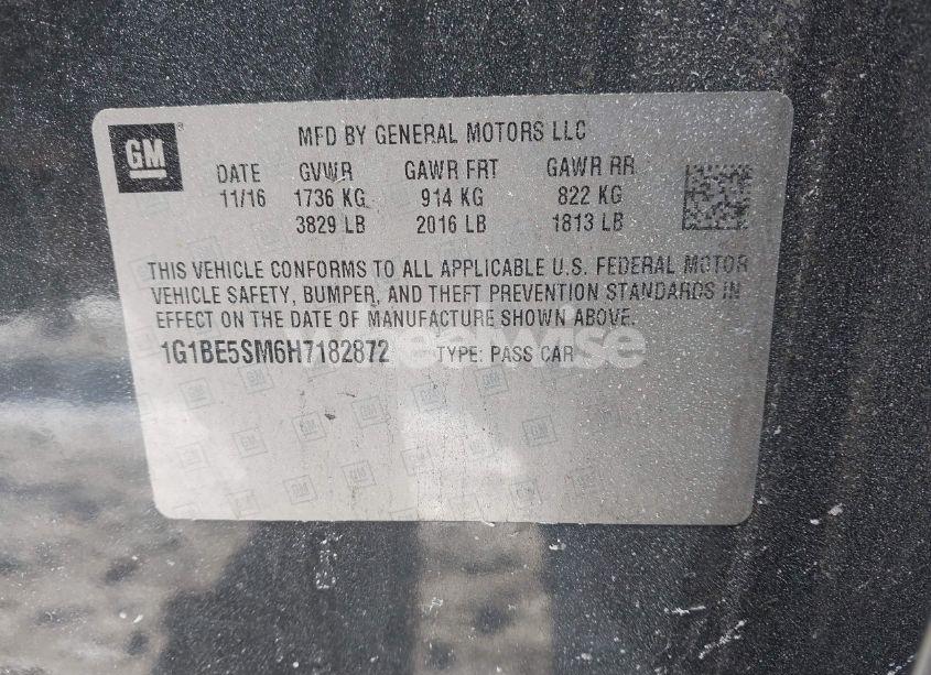 Photo 9 of 2017 Chevrolet Cruze LT AUTO (VIN 1G1BE5SM6H7182872)