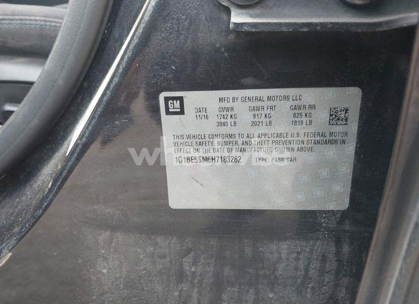 Photo 9 of 2017 Chevrolet Cruze LT AUTO (VIN 1G1BE5SM6H7183262)