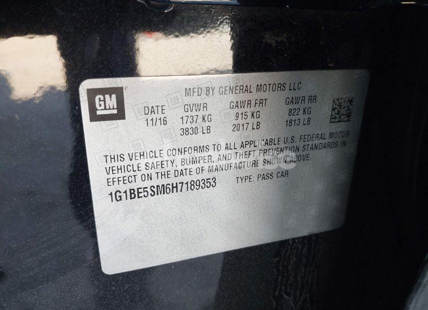Photo 9 of 2017 Chevrolet Cruze LT AUTO (VIN 1G1BE5SM6H7189353)