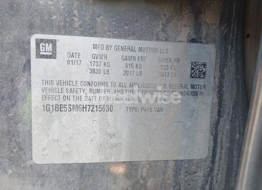 Photo 9 of 2017 Chevrolet Cruze LT AUTO (VIN 1G1BE5SM6H7215630)