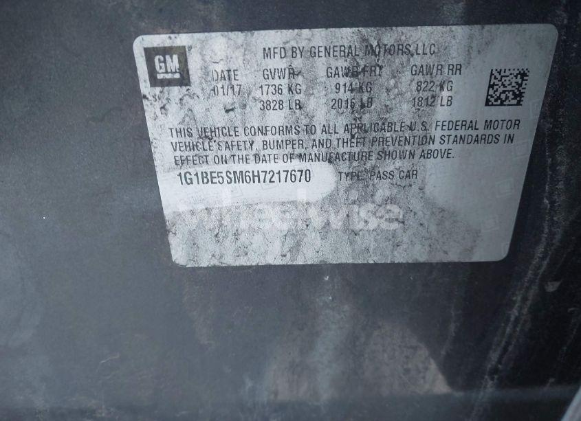 Photo 9 of 2017 Chevrolet Cruze LT AUTO (VIN 1G1BE5SM6H7217670)