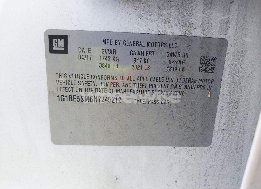 Photo 9 of 2017 Chevrolet Cruze LT AUTO (VIN 1G1BE5SM6H7245212)