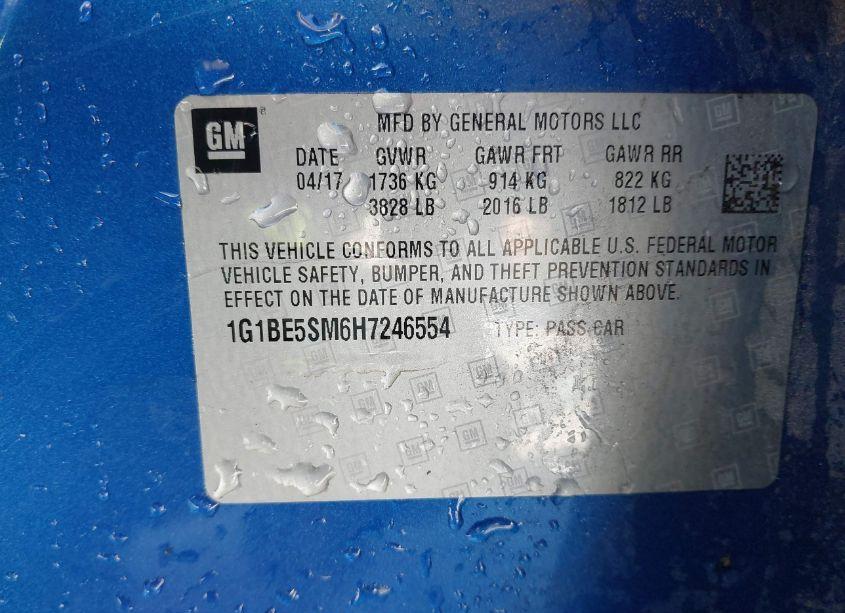 Photo 9 of 2017 Chevrolet Cruze LT AUTO (VIN 1G1BE5SM6H7246554)