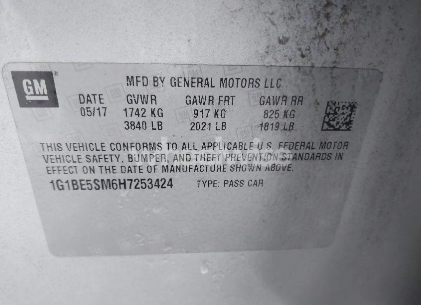 Photo 18 of 2017 Chevrolet Cruze LT AUTO (VIN 1G1BE5SM6H7253424)