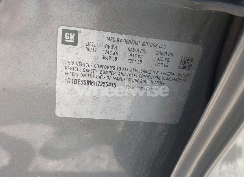 Photo 9 of 2017 Chevrolet Cruze LT AUTO (VIN 1G1BE5SM6H7255416)