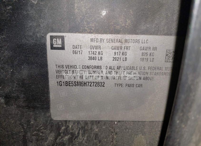 Photo 9 of 2017 Chevrolet Cruze LT AUTO (VIN 1G1BE5SM6H7272832)