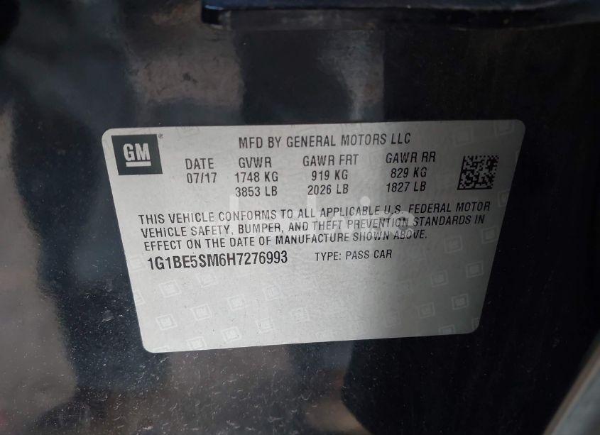 Photo 9 of 2017 Chevrolet Cruze LT AUTO (VIN 1G1BE5SM6H7276993)