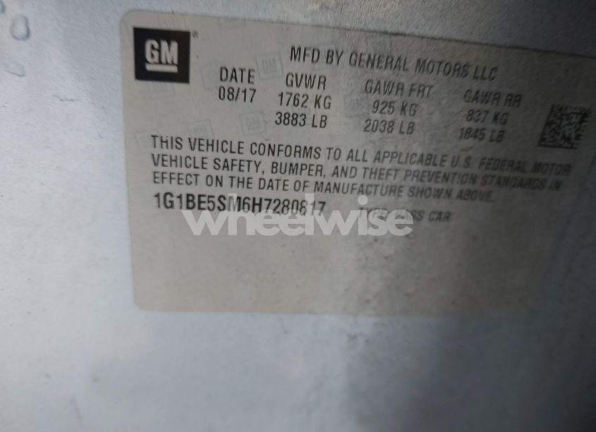 Photo 9 of 2017 Chevrolet Cruze LT AUTO (VIN 1G1BE5SM6H7280817)