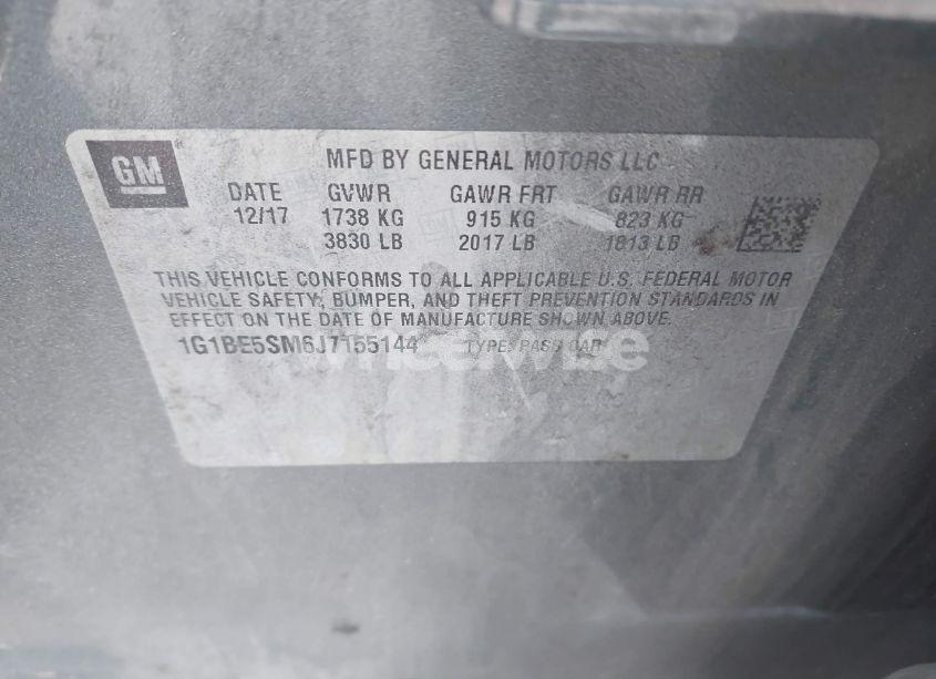 Photo 9 of 2018 Chevrolet Cruze LT AUTO (VIN 1G1BE5SM6J7155144)