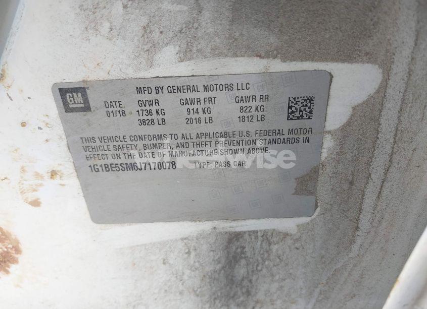 Photo 9 of 2018 Chevrolet Cruze LT AUTO (VIN 1G1BE5SM6J7170078)