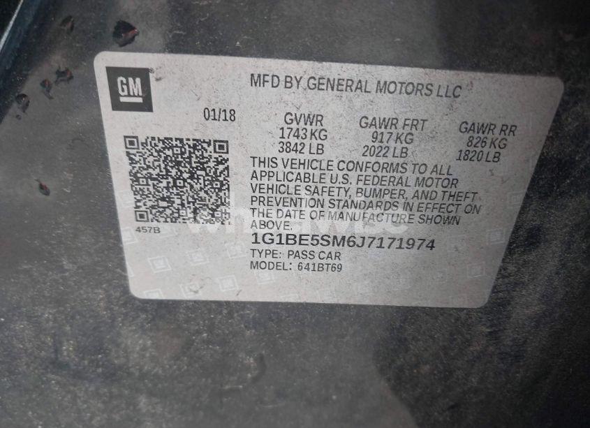 Photo 9 of 2018 Chevrolet Cruze LT AUTO (VIN 1G1BE5SM6J7171974)