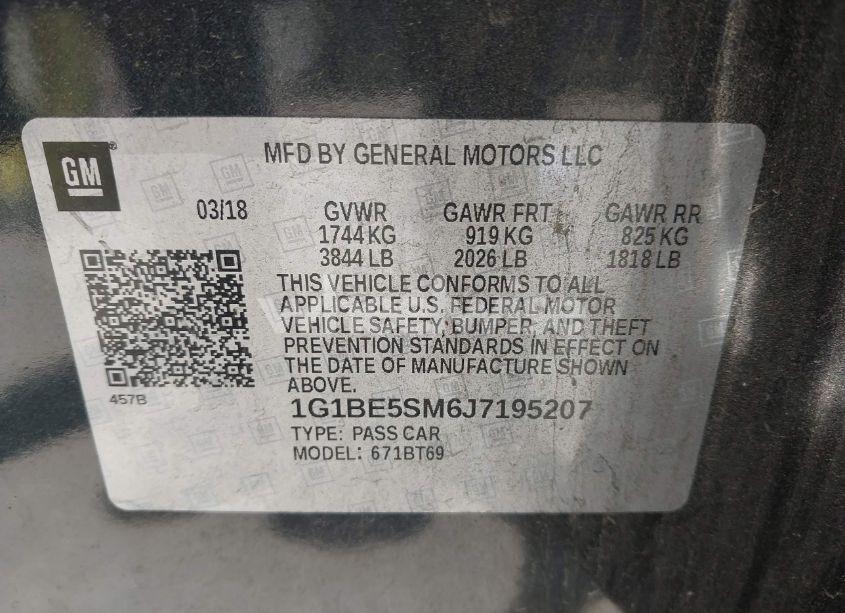 Photo 9 of 2018 Chevrolet Cruze LT AUTO (VIN 1G1BE5SM6J7195207)