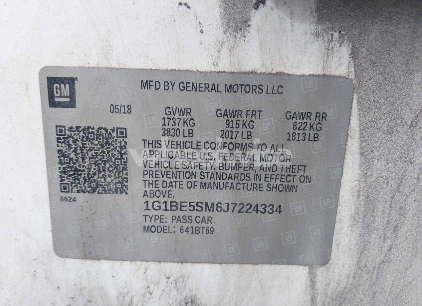 Photo 9 of 2018 Chevrolet Cruze LT AUTO (VIN 1G1BE5SM6J7224334)