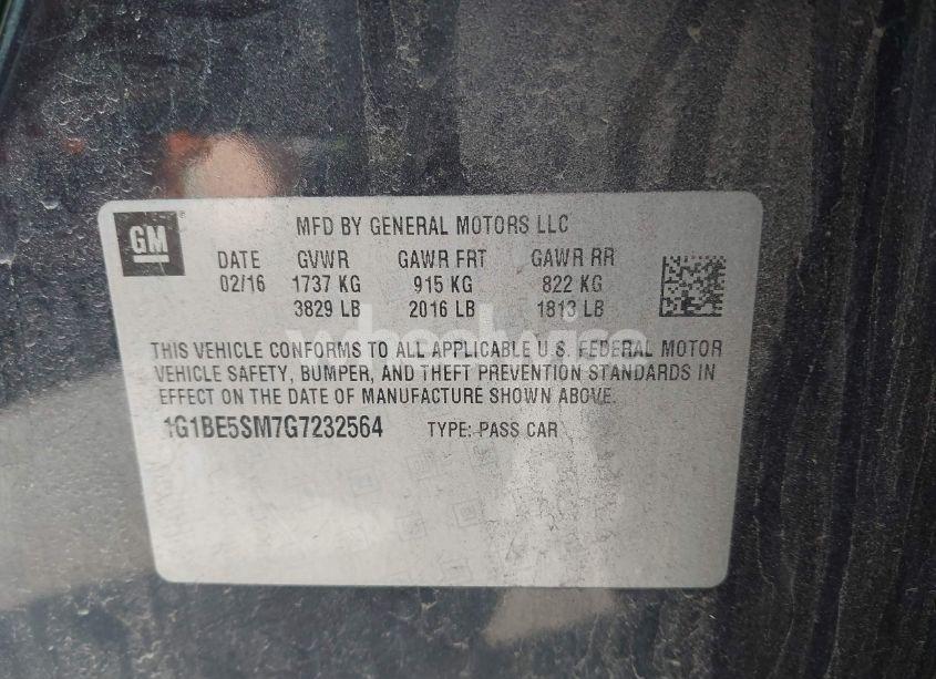 Photo 9 of 2016 Chevrolet Cruze LT (VIN 1G1BE5SM7G7232564)