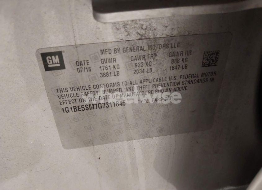 Photo 9 of 2016 Chevrolet Cruze LT AUTO (VIN 1G1BE5SM7G7311846)
