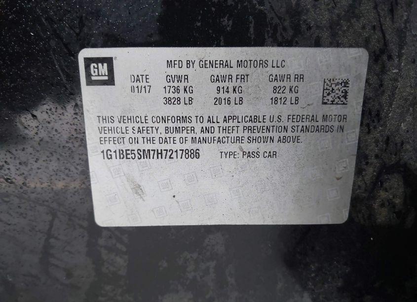 Photo 9 of 2017 Chevrolet Cruze LT AUTO (VIN 1G1BE5SM7H7217886)