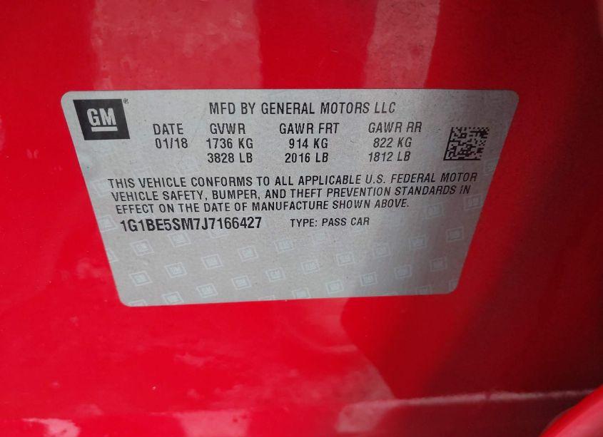 Photo 9 of 2018 Chevrolet Cruze LT AUTO (VIN 1G1BE5SM7J7166427)