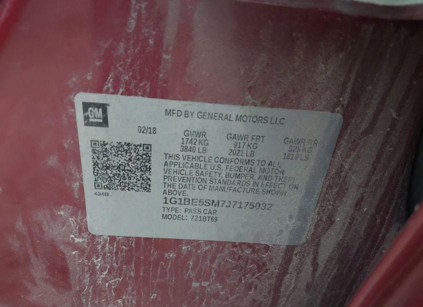 Photo 9 of 2018 Chevrolet Cruze LT AUTO (VIN 1G1BE5SM7J7175032)