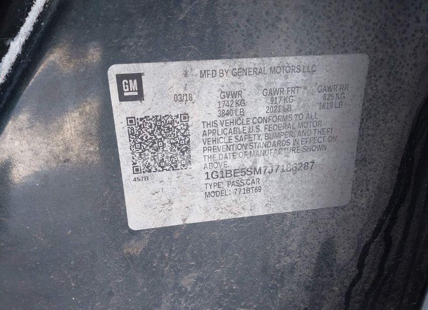 Photo 9 of 2018 Chevrolet Cruze LT AUTO (VIN 1G1BE5SM7J7186287)