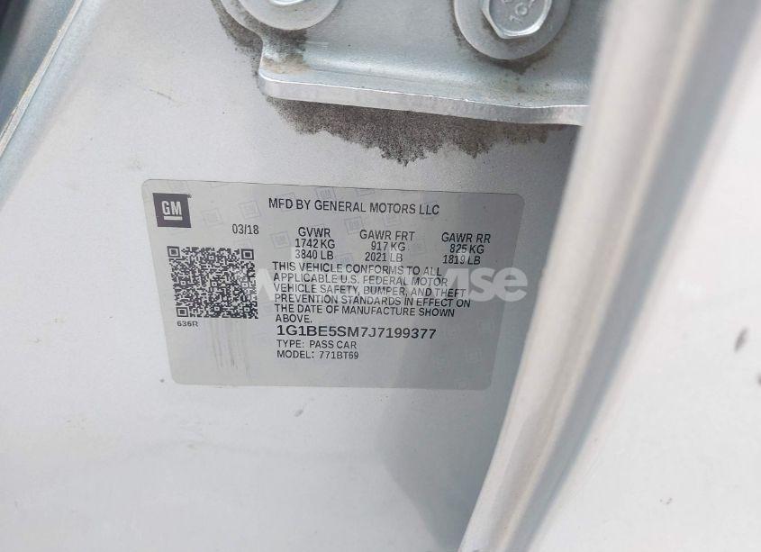 Photo 9 of 2018 Chevrolet Cruze LT AUTO (VIN 1G1BE5SM7J7199377)